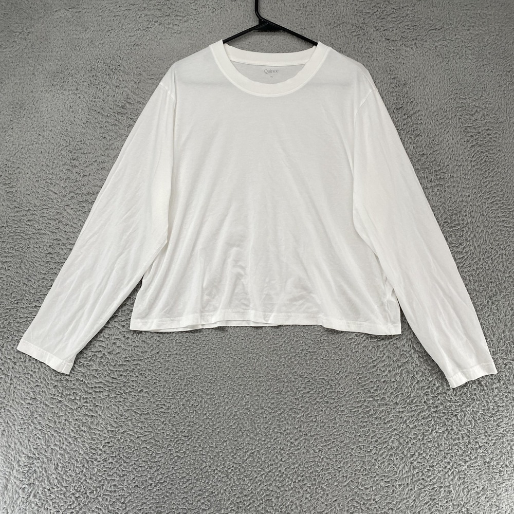 Quince T-Shirt Womens XL White Crew Neck Long Sleeve Cotton Modal‎ Jersey Basic